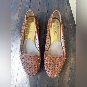 Michael Kors Tan Studded Loafers